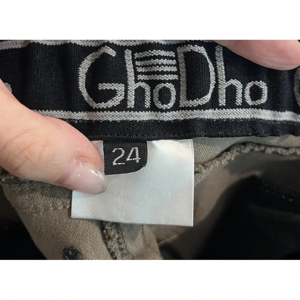 GhoDho Shroom Brown Leather Knee Patch Ankle Zip Women's‎ Breeches Size 24